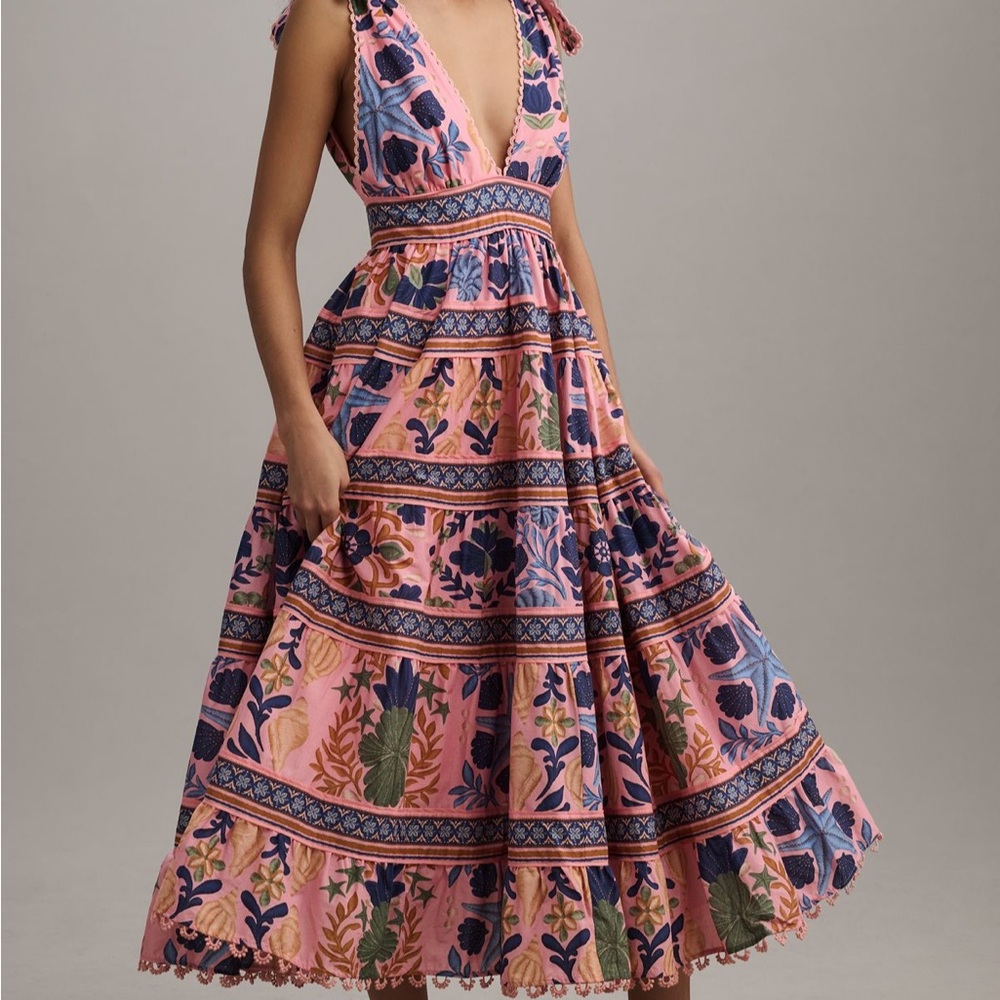 FARM Rio Seashell Tapestry Midi Dress